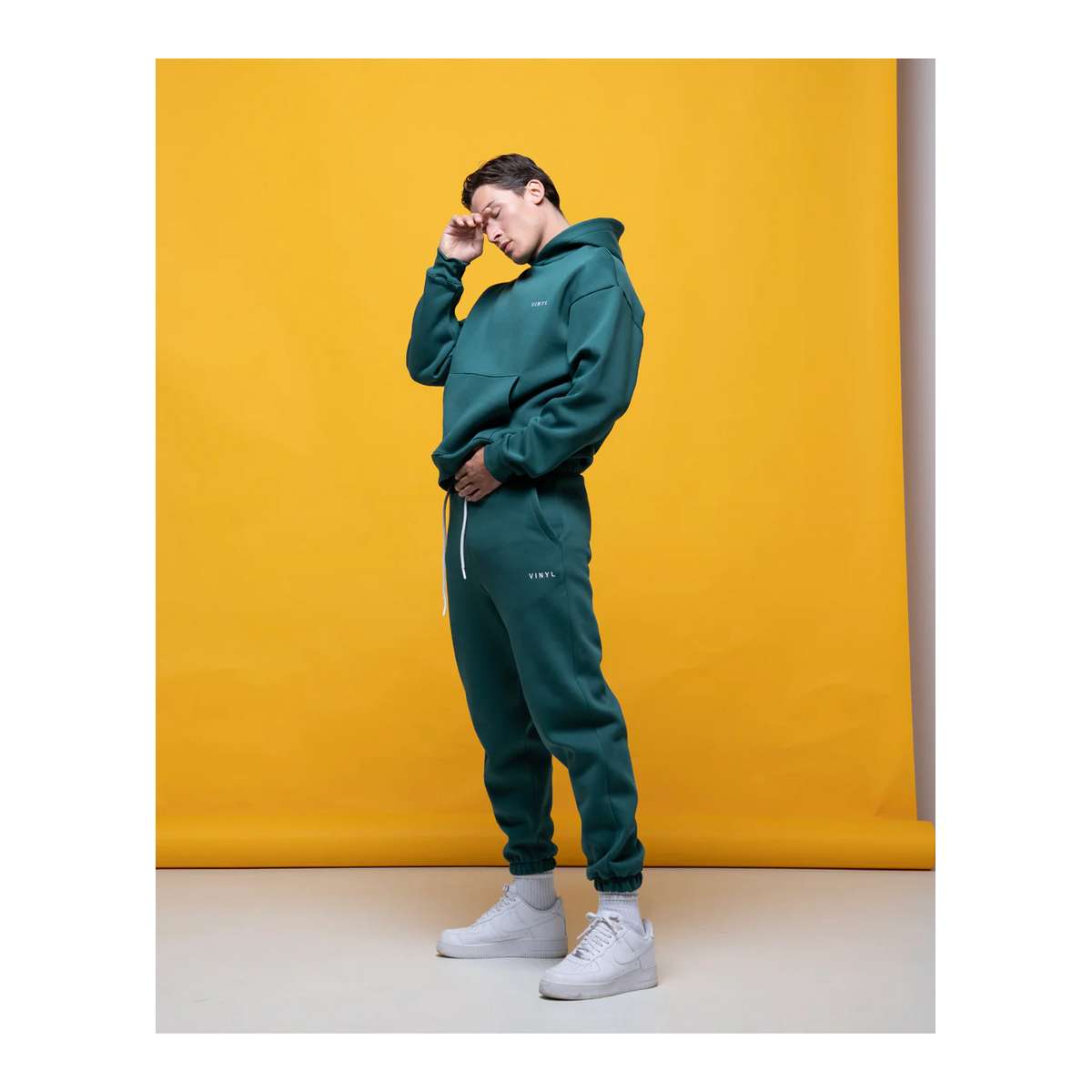 VINYL ART CLOTHING MEN΄S REGULAR FIT COTTON NEEDLECRAFT LOGO HOODIE 55412-88 PETROL